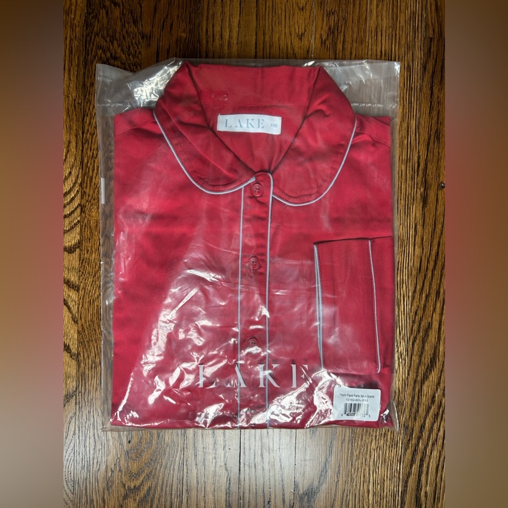 LAKE Poplin Piped Pants Set in Scarlett XXS